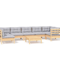 8-tlg. Garten-Lounge-Set mit Grauen Kissen Kiefernholz