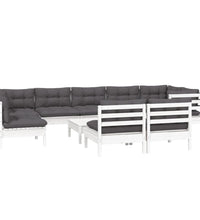 10-tlg. Garten-Lounge-Set mit Kissen Weiß Kiefer Massivholz