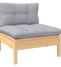 7-tlg. Garten-Lounge-Set mit Grauen Kissen Kiefer Massivholz