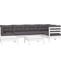 7-tlg. Garten-Lounge-Set mit Kissen Weiß Kiefer Massivholz
