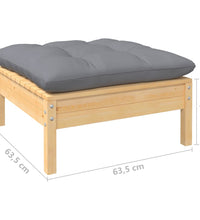 9-tlg. Garten-Lounge-Set mit Grauen Kissen Kiefer Massivholz