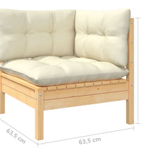 10-tlg. Garten-Lounge-Set mit Creme Kissen Kiefernholz