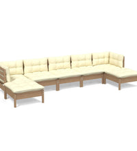 7-tlg. Garten-Lounge-Set mit Kissen Honigbraun Kiefernholz