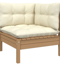 7-tlg. Garten-Lounge-Set mit Kissen Honigbraun Kiefernholz