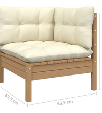 7-tlg. Garten-Lounge-Set mit Kissen Honigbraun Kiefernholz