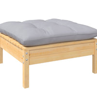 10-tlg. Garten-Lounge-Set mit Grauen Kissen Kiefernholz