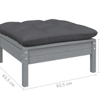 7-tlg. Garten-Lounge-Set mit Kissen Grau Kiefer Massivholz
