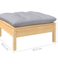 10-tlg. Garten-Lounge-Set mit Grauen Kissen Kiefernholz