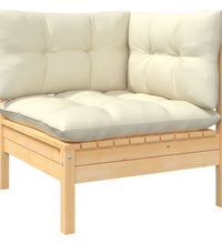 10-tlg. Garten-Lounge-Set mit Creme Kissen Kiefernholz