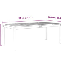 Gartentisch Grau 200x100x75 cm Massivholz Akazie