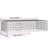 Kaninchenkäfig 2 Paneele 220x110x55 cm Verzinktes Eisen