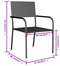 3-tlg. Garten-Essgruppe Poly Rattan Schwarz