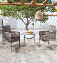 3-tlg. Garten-Essgruppe Poly Rattan Anthrazit