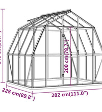 Gewächshaus mit Fundamentrahmen Anthrazit 6,43 m² Aluminimum