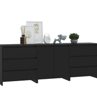 3-tlg. Sideboard Schwarz Holzwerkstoff