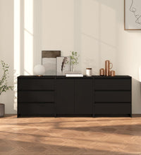 3-tlg. Sideboard Schwarz Holzwerkstoff