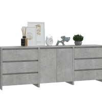 3-tlg. Sideboard Betongrau Holzwerkstoff