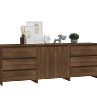 3-tlg. Sideboard Braun Eiche-Optik Holzwerkstoff