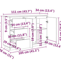 Sideboard 111x34x75 cm Massivholz Kiefer