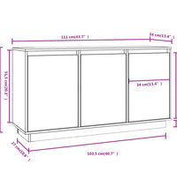 Sideboard Weiß 111x34x60 cm Massivholz Kiefer