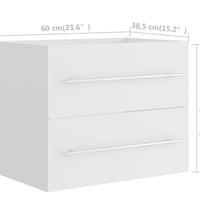 Waschbeckenunterschrank mit Einbaubecken Weiß Holzwerkstoff