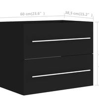 Waschbeckenunterschrank mit Einbaubecken Schwarz Holzwerkstoff