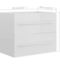 Waschbeckenunterschrank mit Einbaubecken Hochglanz-Weiß