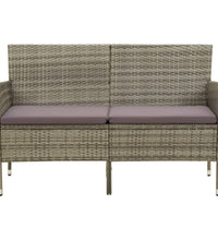 Gartensofa 3-Sitzer mit Kissen Grau Poly Rattan