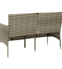 Gartensofa 3-Sitzer mit Kissen Grau Poly Rattan