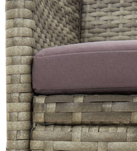 Gartensofa 3-Sitzer mit Kissen Grau Poly Rattan