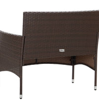 Gartenbank mit Kissen Poly Rattan Braun