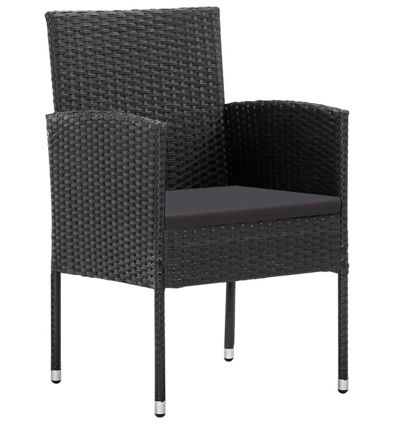 Gartenstühle mit Kissen in Schwarz 2 Stk. Schwarz Poly Rattan