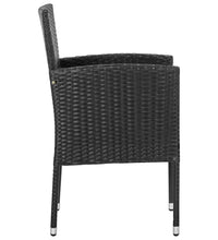 Gartenstühle mit Kissen in Schwarz 2 Stk. Schwarz Poly Rattan