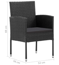 Gartenstühle mit Kissen in Schwarz 2 Stk. Schwarz Poly Rattan