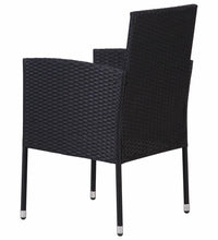 Gartenstühle mit Kissen in Cremeweiß 4 Stk. Schwarz Polyrattan