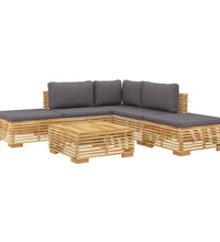 6-tlg. Garten-Lounge-Set mit Kissen Massivholz Teak