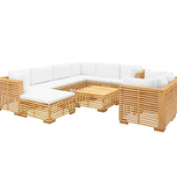 10-tlg. Garten-Lounge-Set mit Kissen Massivholz Teak