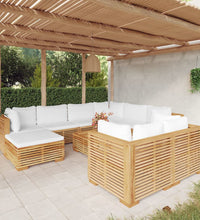 10-tlg. Garten-Lounge-Set mit Kissen Massivholz Teak