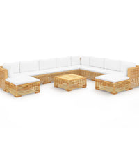 11-tlg. Garten-Lounge-Set mit Kissen Massivholz Teak
