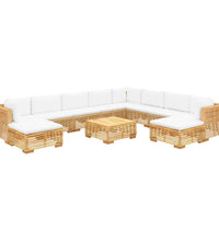 11-tlg. Garten-Lounge-Set mit Kissen Massivholz Teak