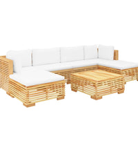 7-tlg. Garten-Lounge-Set mit Kissen Massivholz Teak
