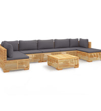 8-tlg. Garten-Lounge-Set mit Kissen Massivholz Teak