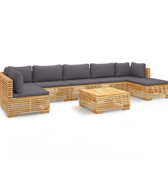 8-tlg. Garten-Lounge-Set mit Kissen Massivholz Teak