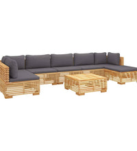 8-tlg. Garten-Lounge-Set mit Kissen Massivholz Teak