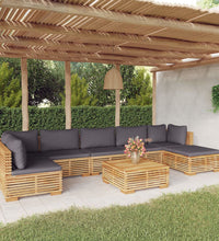 8-tlg. Garten-Lounge-Set mit Kissen Massivholz Teak