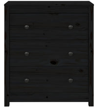 Sideboard Schwarz 70x35x80 cm Massivholz Kiefer