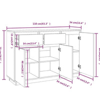 Sideboard Weiß 110x34x75 cm Massivholz Kiefer