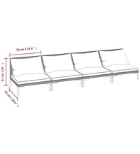 4-tlg. Garten-Lounge-Set mit Kissen Poly Rattan Dunkelgrau