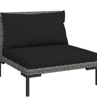 4-tlg. Garten-Lounge-Set mit Kissen Poly Rattan Dunkelgrau