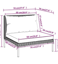 4-tlg. Garten-Lounge-Set mit Kissen Poly Rattan Dunkelgrau